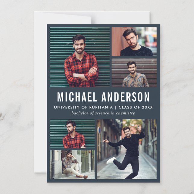 Convite Magnético Anúncio do Formando de quadro fotográfico meia-noi (Frente)