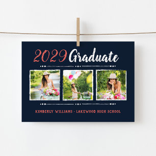 Convite Magnético Anúncios de Graduação de Colagem de Fotos Trend