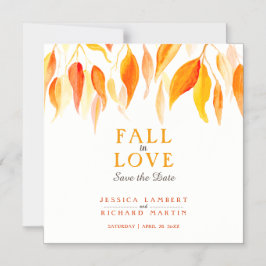 Convite Magnético Apaixonado pelas folhas laranja casamento salvar a