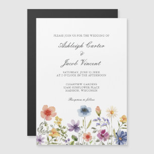 Convite Magnético Aquarela Flor Silvestre Bela Jardim Casamento Prim