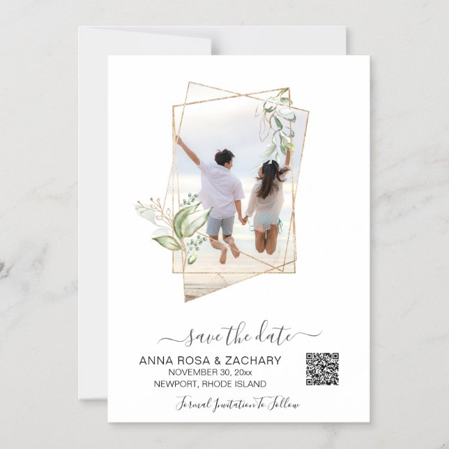 Convite Magnético *~* AR6 WEDDING SALVE A DATA QR Dourada - Site (Frente)