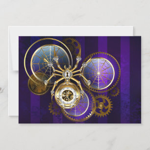 Convite Magnético Aranha Steampunk em Fundo Roxo