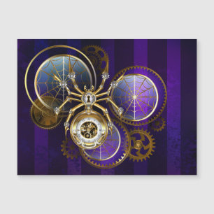 Convite Magnético Aranha Steampunk em Fundo Roxo
