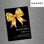 Convite Magnético Arco de ouro preto luxo doce 16<br><div class="desc">Um fundo preto clássico,  decorado com um arco grande. Personalize e adicione um nome e detalhes da parte.</div>