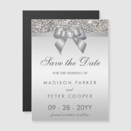 Convite Magnético Arco Faux Silver Sequins Salvar O Casamento De Dat