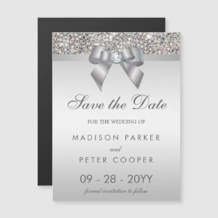 Convite Magnético Arco Faux Silver Sequins Salvar O Casamento De Dat