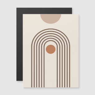 Convite Magnético Arco-íris e Sol, Arte Geométrica Abstrata Boho