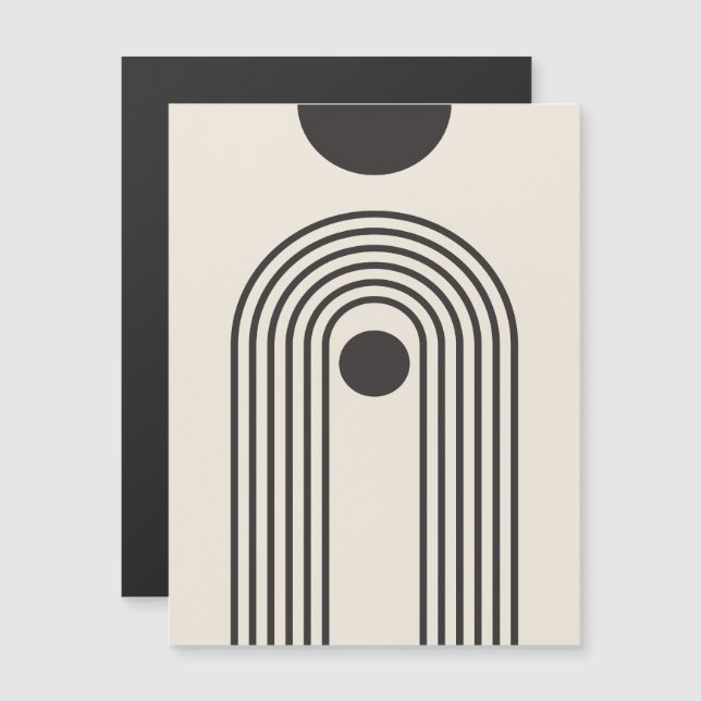 Convite Magnético Arco-íris e Sol, Arte Geométrica Abstrata Boho (Frente/Verso)