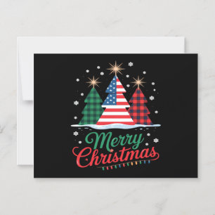 Convite Magnético Árvore de Natal Alegre Bandeira dos EUA Santa Esse
