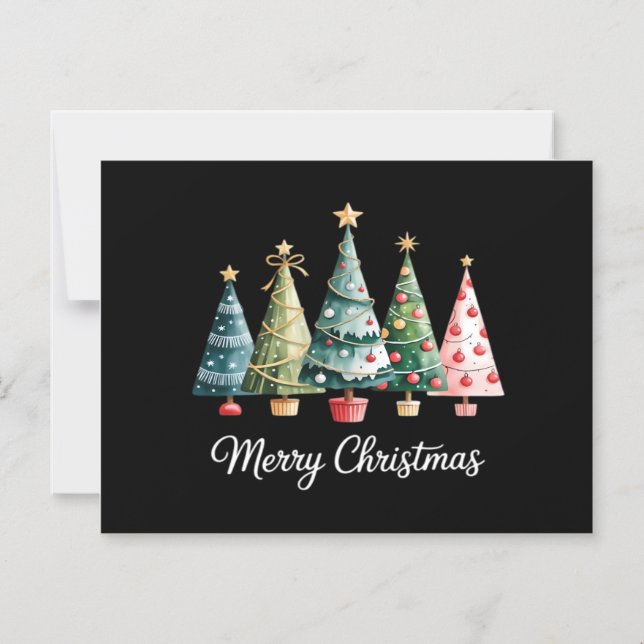 Convite Magnético Árvores de Natal Divertidas e Alegres Laço Família (Frente)