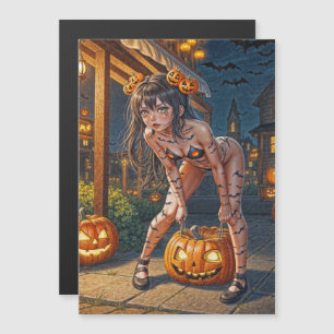 Convite Magnético Assassino de balas de Halloween e Vixen pintado pe