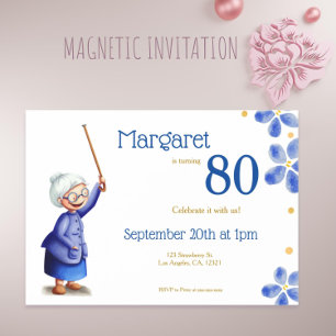 Convite Magnético Avó bonita com 80 de aniversário de cana