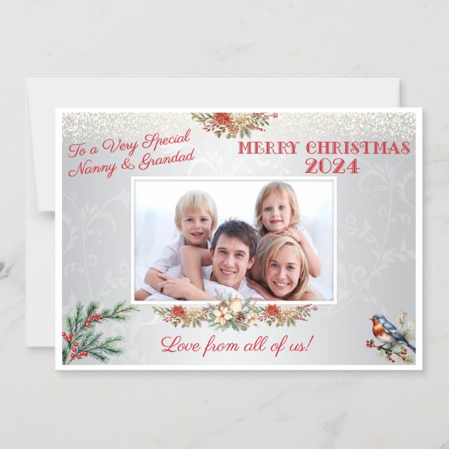 Convite Magnético Avós Natal Dão Foto Flexível de Magnetos (Frente)