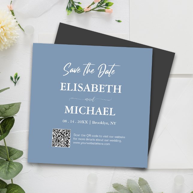 Convite Magnético Azul Com Dosagem Mínima Salve A Data Casamento Do  (Magnetic invites stick to any metal, ensuring guests remember your special day with ease.)