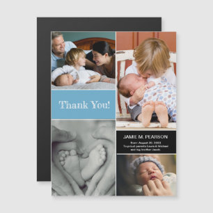 Convite Magnético Azul Obrigado segundo De Boas-Vindas Colagem De Fo