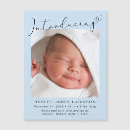 Convite Magnético Baby Boy Apresentando o anúncio de nascimento da f