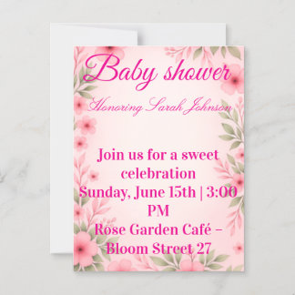 Convite Magnético Baby shower invitation for girl