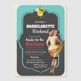 Convite Magnético Bachelorette Retro Pin Up da Bolinhas do Teto Vint