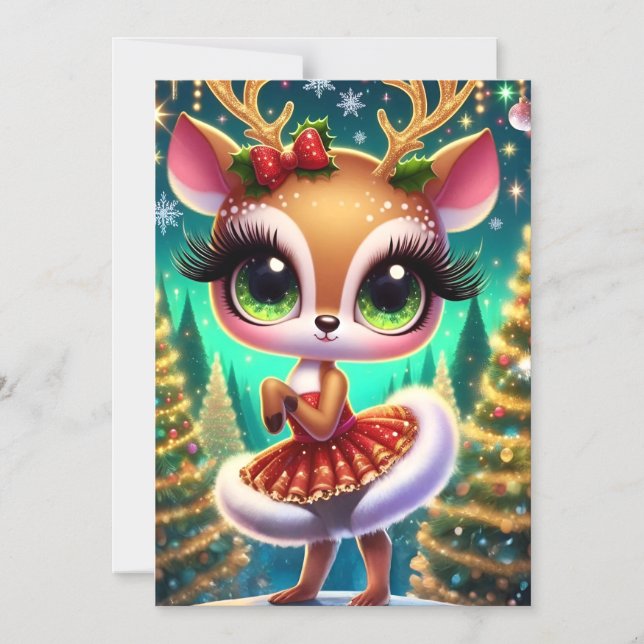 Convite Magnético Bailarina de Natal Rena Estrela (Frente)