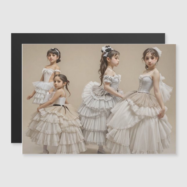 Convite Magnético Bailarinas románticas (Frente/Verso)