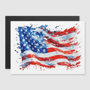 Convite Magnético Bandeira Americana EUA Aquarela 4 de Julho
