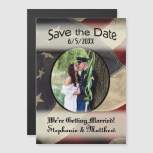 Convite Magnético Bandeira Americana Save the Date com Fotografia