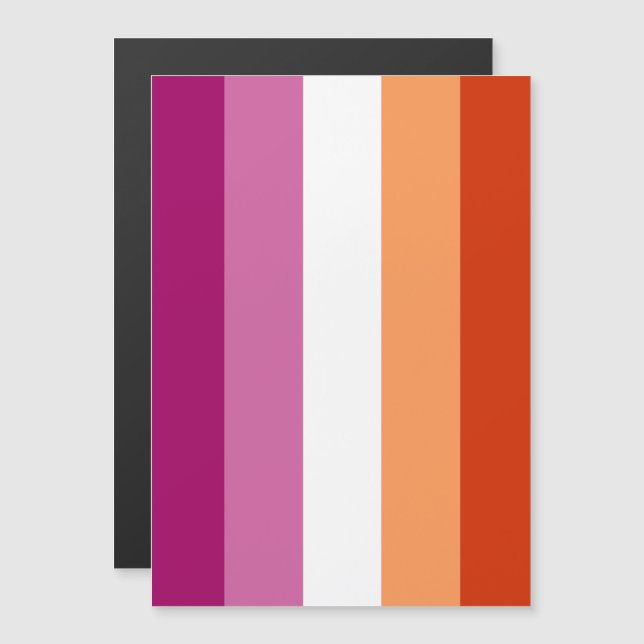 Convite Magnético Bandeira do Orgulho Lésbico (5 Listras) (Frente/Verso)