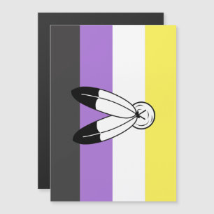 Convite Magnético Bandeira do Orgulho Não-Binário com Dois Espíri