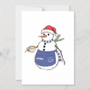 Convite Magnético Barista Boneco de Neve Natal 2026 Café de Férias