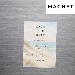Convite Magnético Beach coastal modern wedding Save the Date magnet