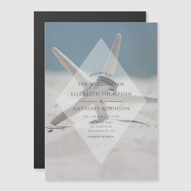 Convite Magnético Beach Wedding (Frente/Verso)