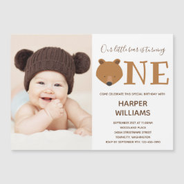 Convite Magnético Bear Foto Animal Primeiro Aniversário