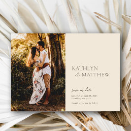 Convite Magnético Beige Modern Whimsical Script Boho Salvar A Data