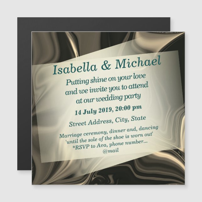 Convite Magnético Beige 'paper' sobre ondulações marrom-claro, convi (Frente/Verso)