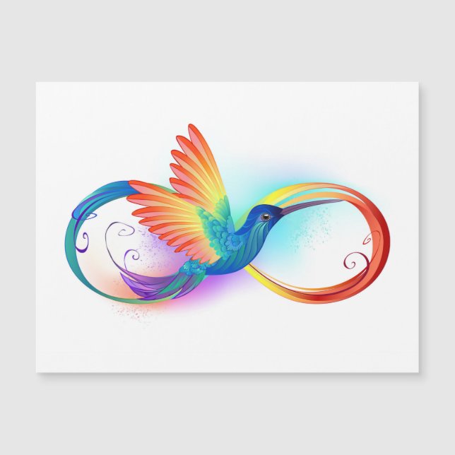 Convite Magnético Beija-flor Arco-íris com símbolo de Infinito (Frente)