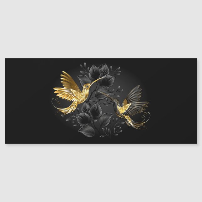 Convite Magnético Beija-flor Preto e Dourado (Frente)