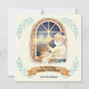 Convite Magnético Bênção do Hanukkah - Avô e Criança