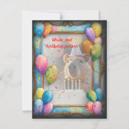 Convite Magnético Birthday invitation card Capybara 