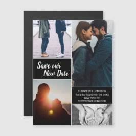 Convite Magnético Blue Save our New Date Photo Change the Date (Salv