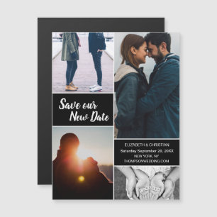 Convite Magnético Blue Save our New Date Photo Change the Date (Salv