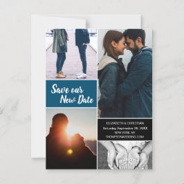 Convite Magnético Blue Save our New Date Photo Change the Date (Salv