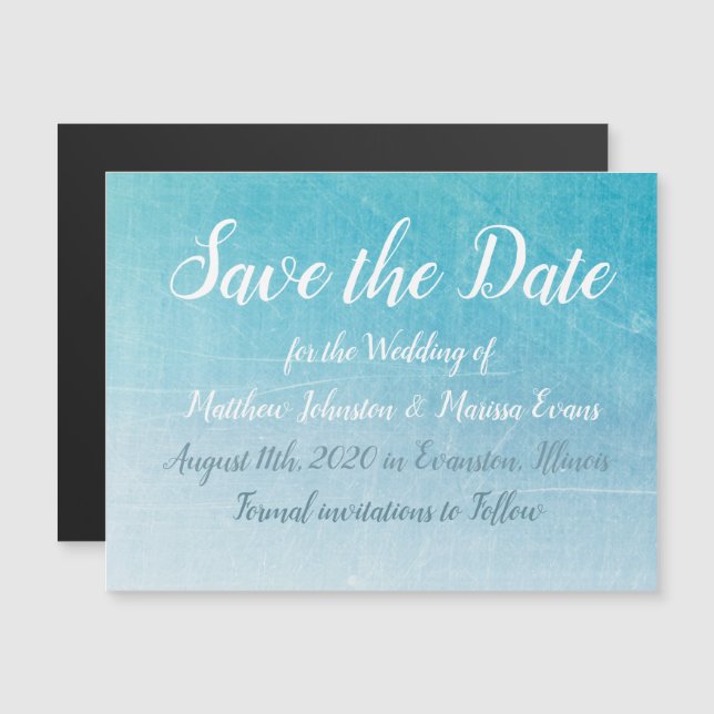 Convite Magnético Blue Save the Date Magnetic Wedcard (Frente/Verso)