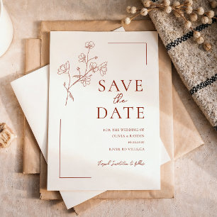 Convite Magnético Boho Terracotta Floral Weding Date
