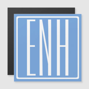 Convite Magnético Bold Modern 3 Iniciais Monograma Azul macio