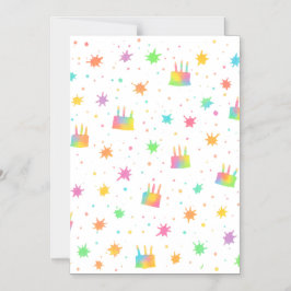 Convite Magnético Bolo de Aniversário Aquarela Arco-íris Colorido Pi