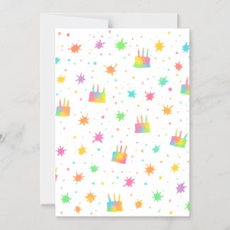 Convite Magnético Bolo de Aniversário Aquarela Arco-íris Colorido Pi