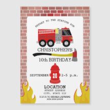 Bombeiro Brick Flames Ax Hydrant Aniversário