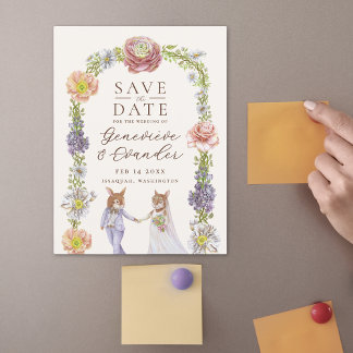Convite Magnético Bonita Boho Bunny Amor Casamento Floral Salvar Dat