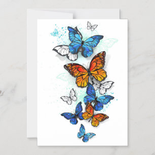 Convite Magnético Borboletas voadoras Morpho e Monarca