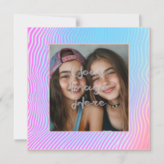 Convite Magnético Borda de Foto de Strike de Vaporwave em Pastel em 